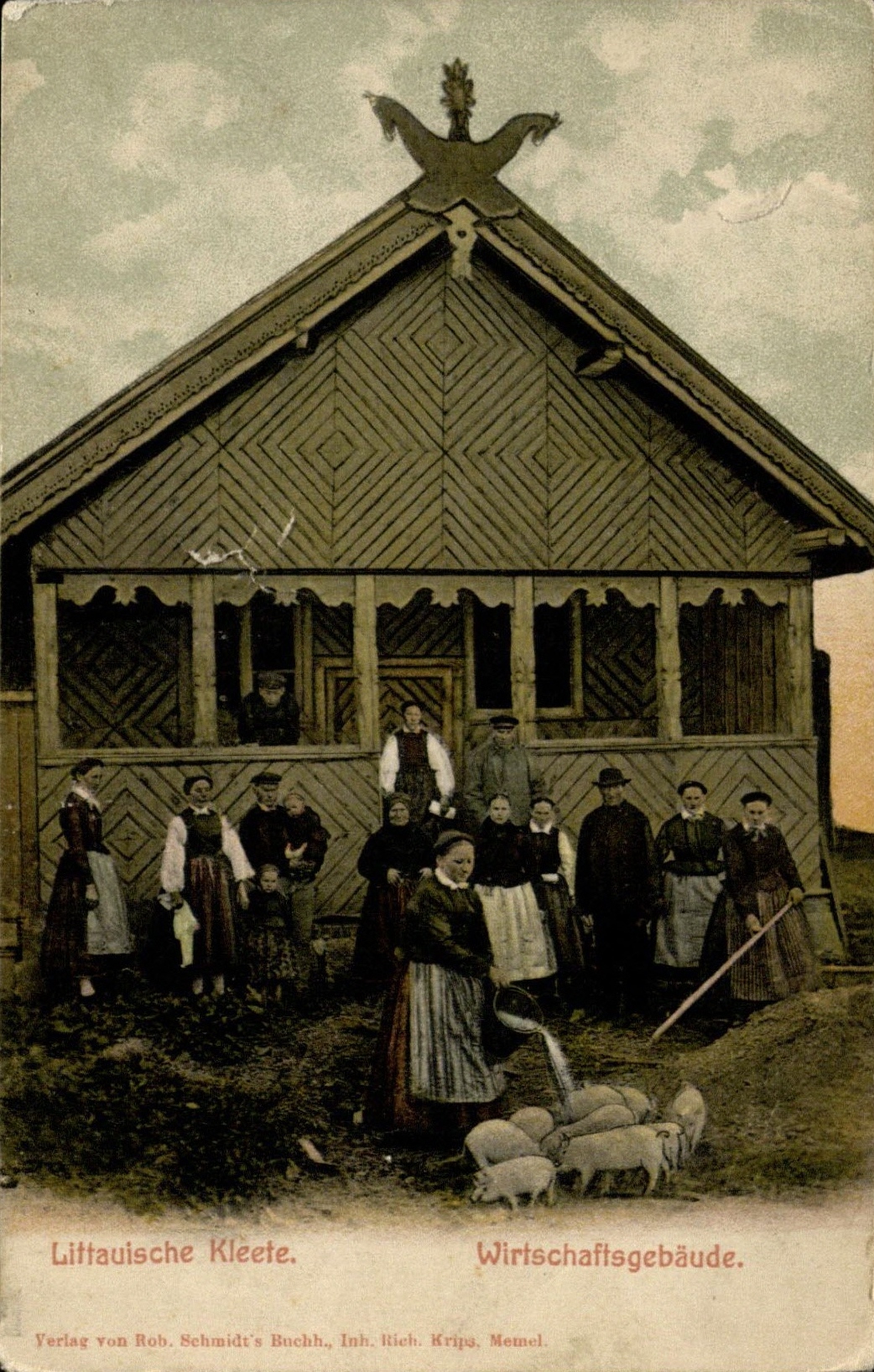 Lietuviška klėtis. Atvirukas, išleistas Memelyje (dab. Klaipėda). [1915–1918]