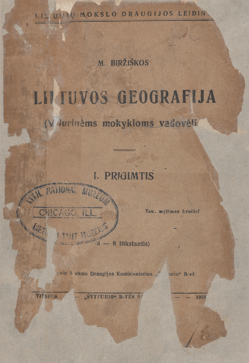 Su Lietuvių tautinio muziejaus Čikagoje antspaudu
