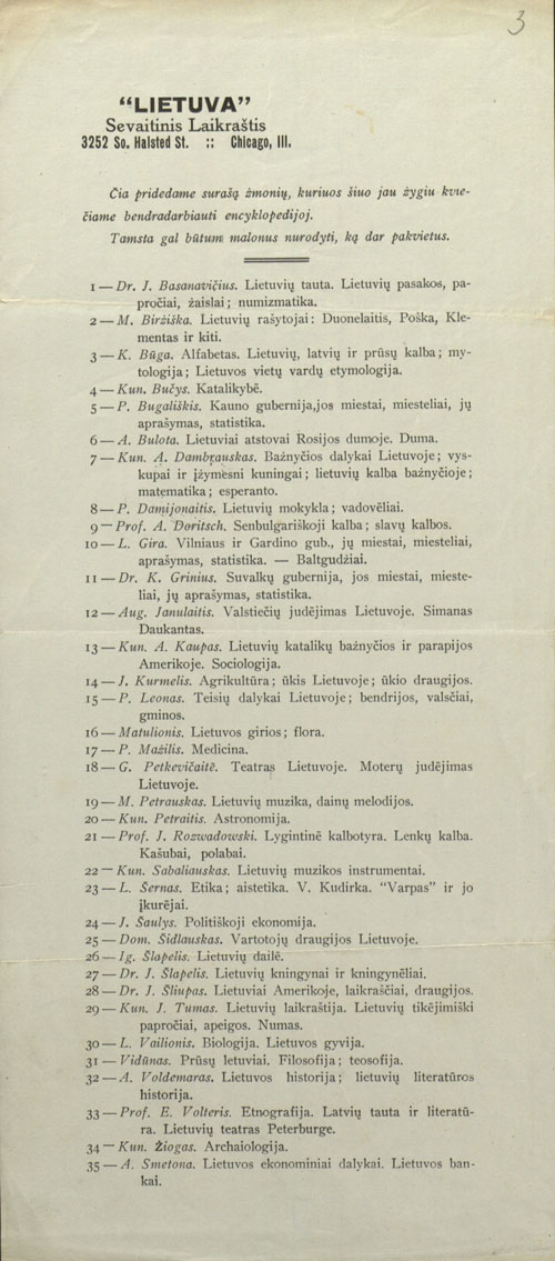 Lietuviškosios enciklopedijos Čikagoje bendradarbių sąrašas