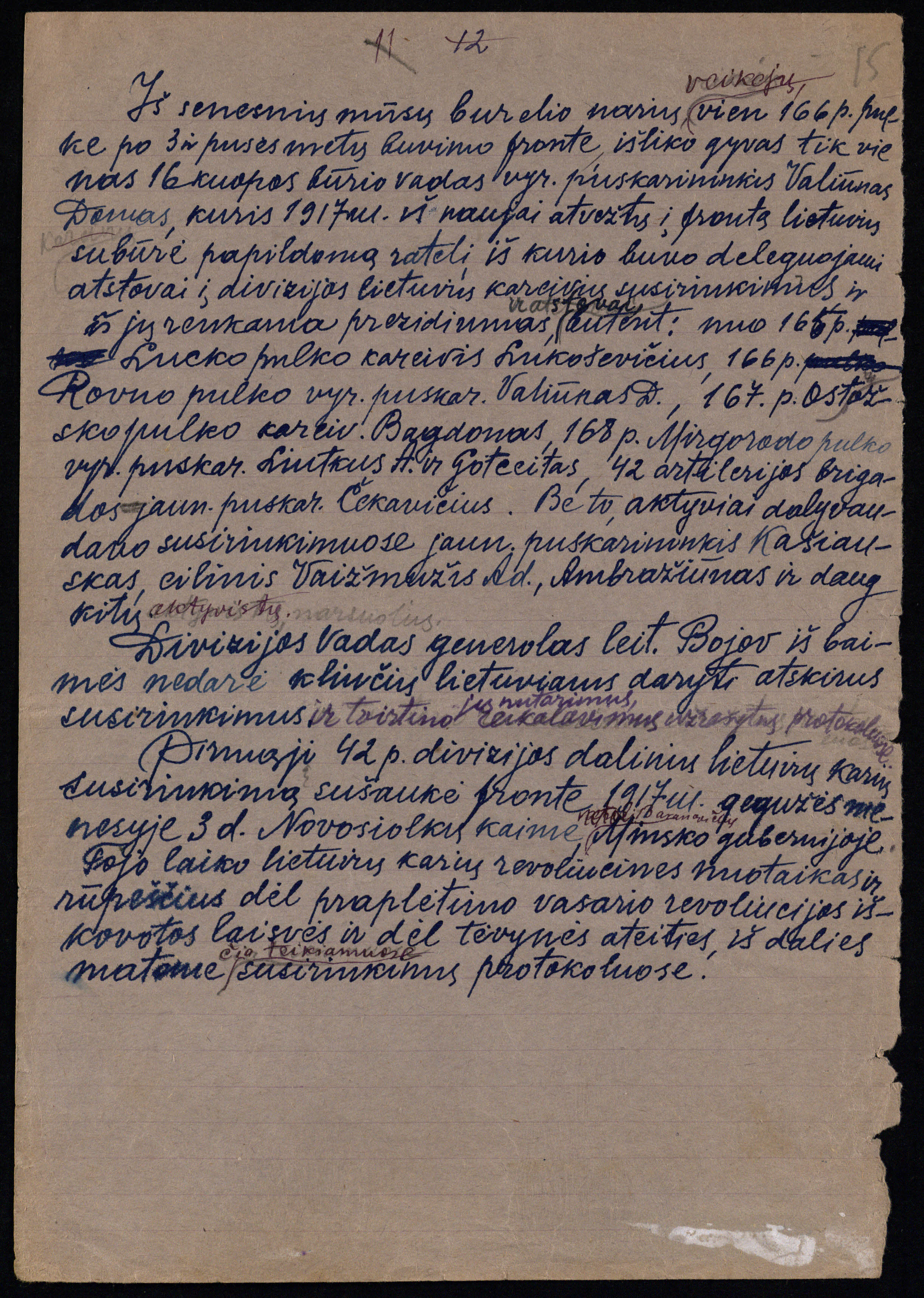 Kraštotyrininko, vargonininko Petro Mažylio (1890–1982) atsiminimų rankraščio fragmentas. [1975]