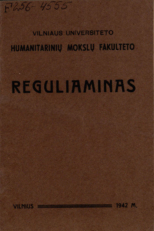 VU Humanitarinių mokslų fakulteto regulaminas