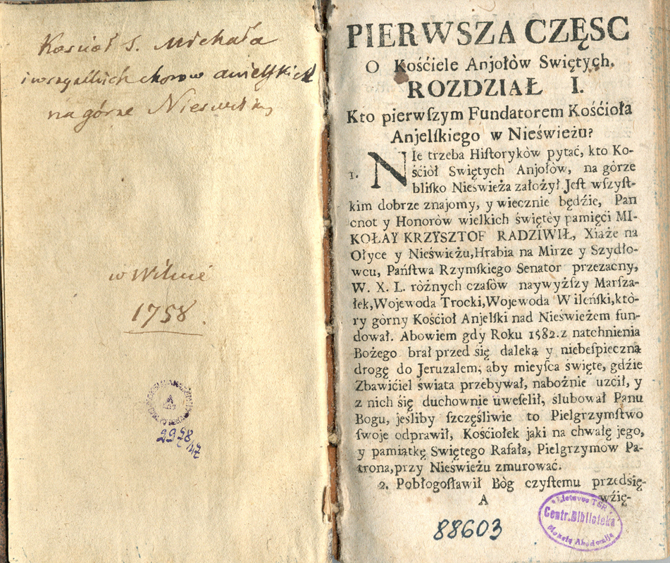 Kościoł ś. Michała y wszystkich chorów anielskich na górze Nieswieśkiey […]