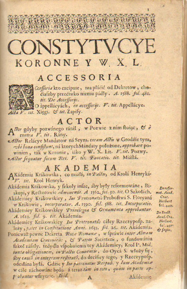  Constitucye koronne, y Wielkiego Xięstwa Litewskiego od roku panskiego 1550. do roku 1683