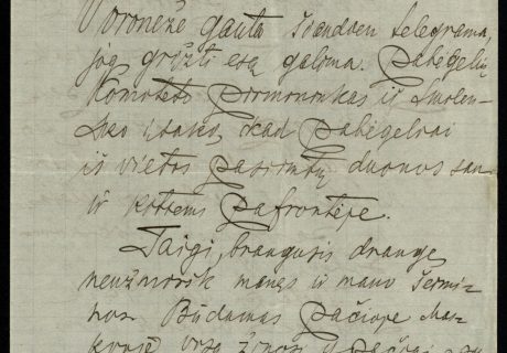 Povilo Jakubėno laiškas Kaziui Šalkauskiui apie prasidėjusį pabėgėlių ir tremtinių grįžimą į Lietuvą. Voronežas, 1918 04 11. LMAVB RS, F281-28, lap. 3r.