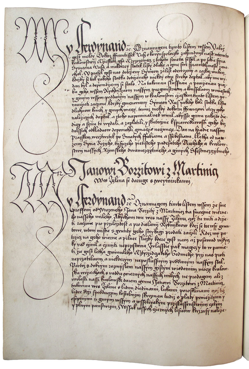 Wierʒicʒy liʃt Ferdinanda I. 29. 1. 1552 vydaný Šimonovi Rusovi ve věci dědického řízení, v němž král nebožtíka Skorinu označil jako „svého zahradníka“. NA