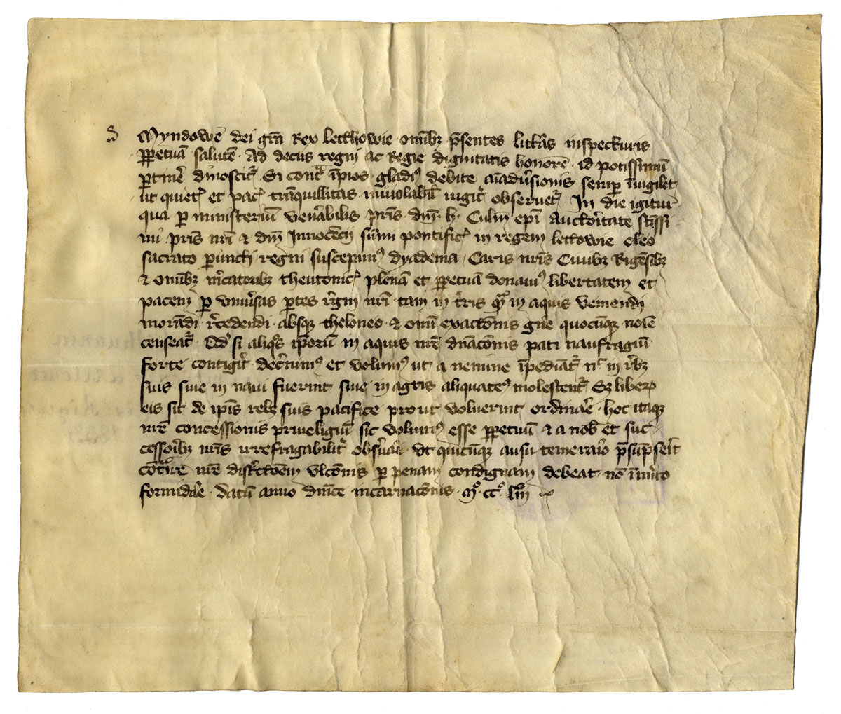 The charter granted by Mindaugas to Livonian merchants. 1253. LVVA