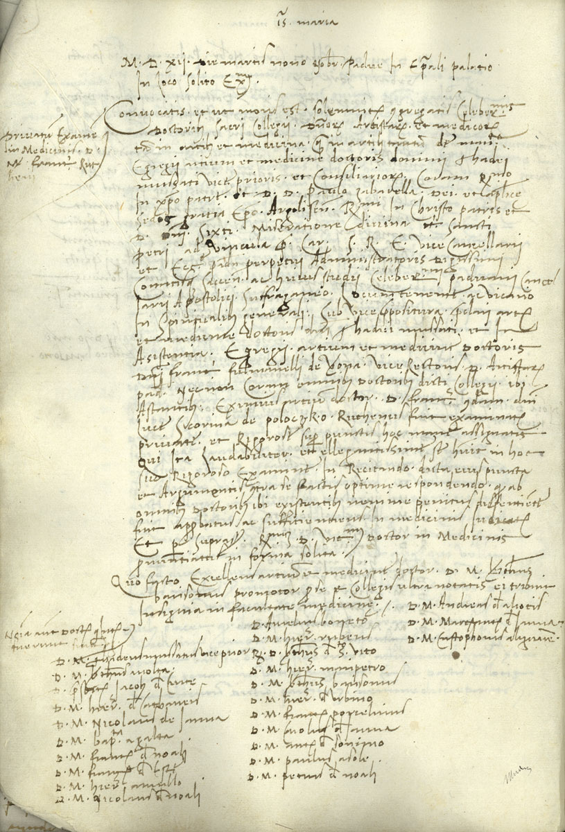 A record in the register of the University of Padua concerning the special examination for the degree of Doctor of Medicine that Skaryna took on 9 XI 1512. USP AS SCFM