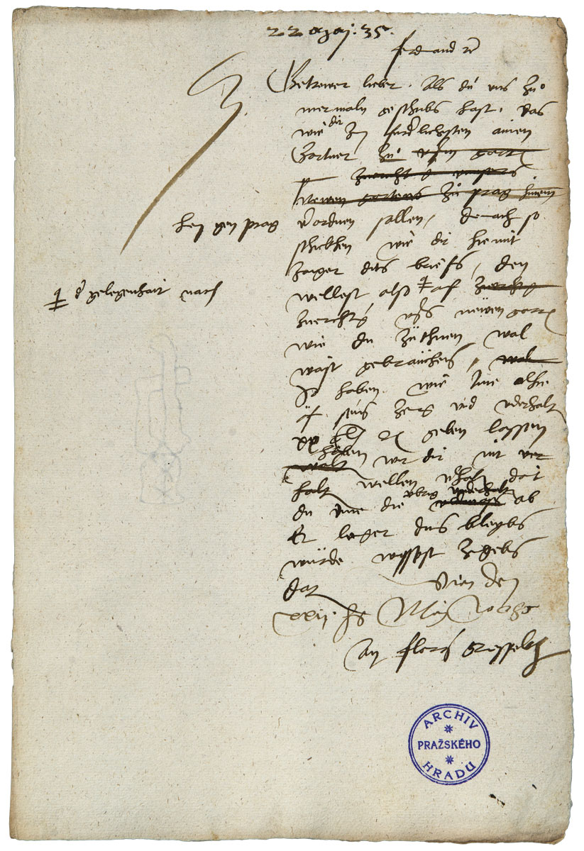 Karaliaus Ferdinando I raštas Florianui Griespekui apie Prahon siunčiamą sodininką Pranciškų. 1535 V 22. APH